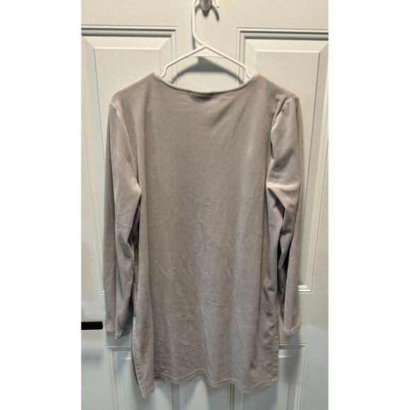 Women's Pure J. Jill Gray Velour Crushed Velvet V-Neck Long Sleeved Tunic Size L - Picture 6 of 11